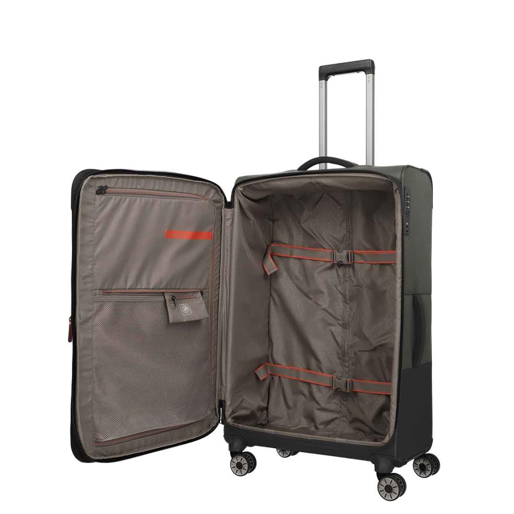 Travelite Crosslite Oliv 4-Doppelrollen Trolley L 77 cm