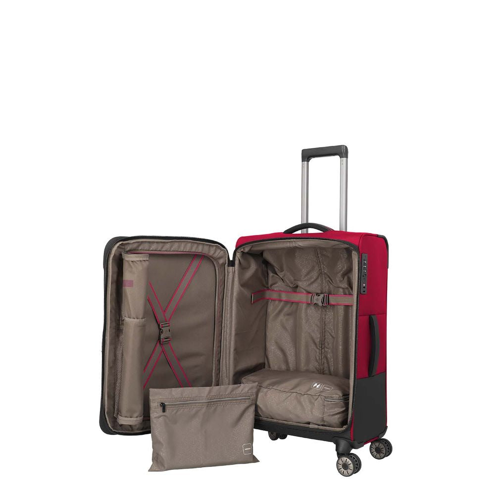 Travelite Crosslite Rot 4-Doppelrollen Trolley M 66 cm